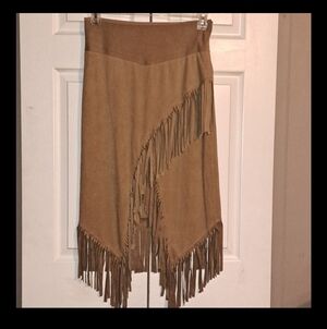 Vintage Forever 21 Faux Suede FRINGED Skirt Western Cowgirl look SO CUTE size M